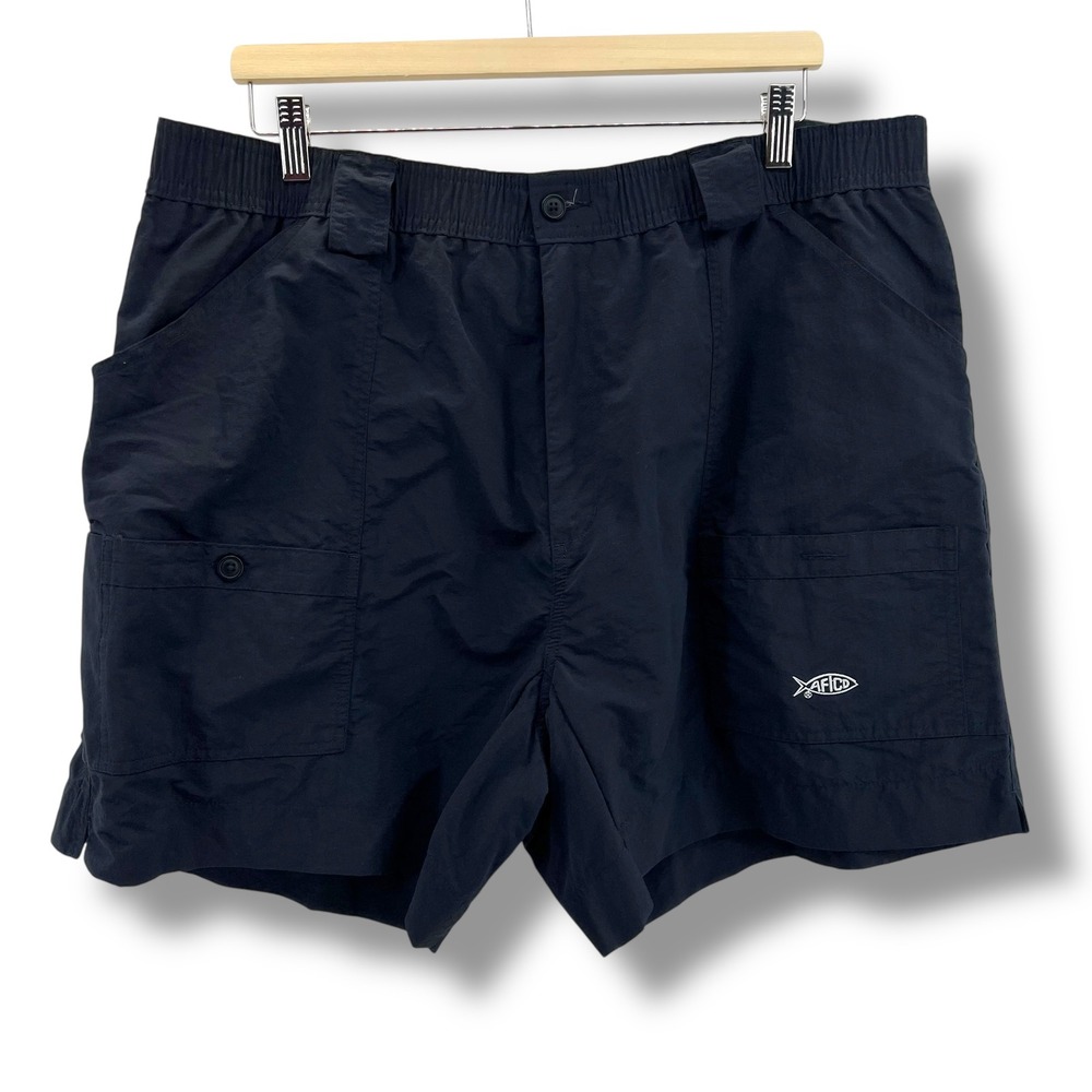 AFTCO Men Original Fishing Shorts Navy Blue Nylon 42 American Fishing‎ Tackle